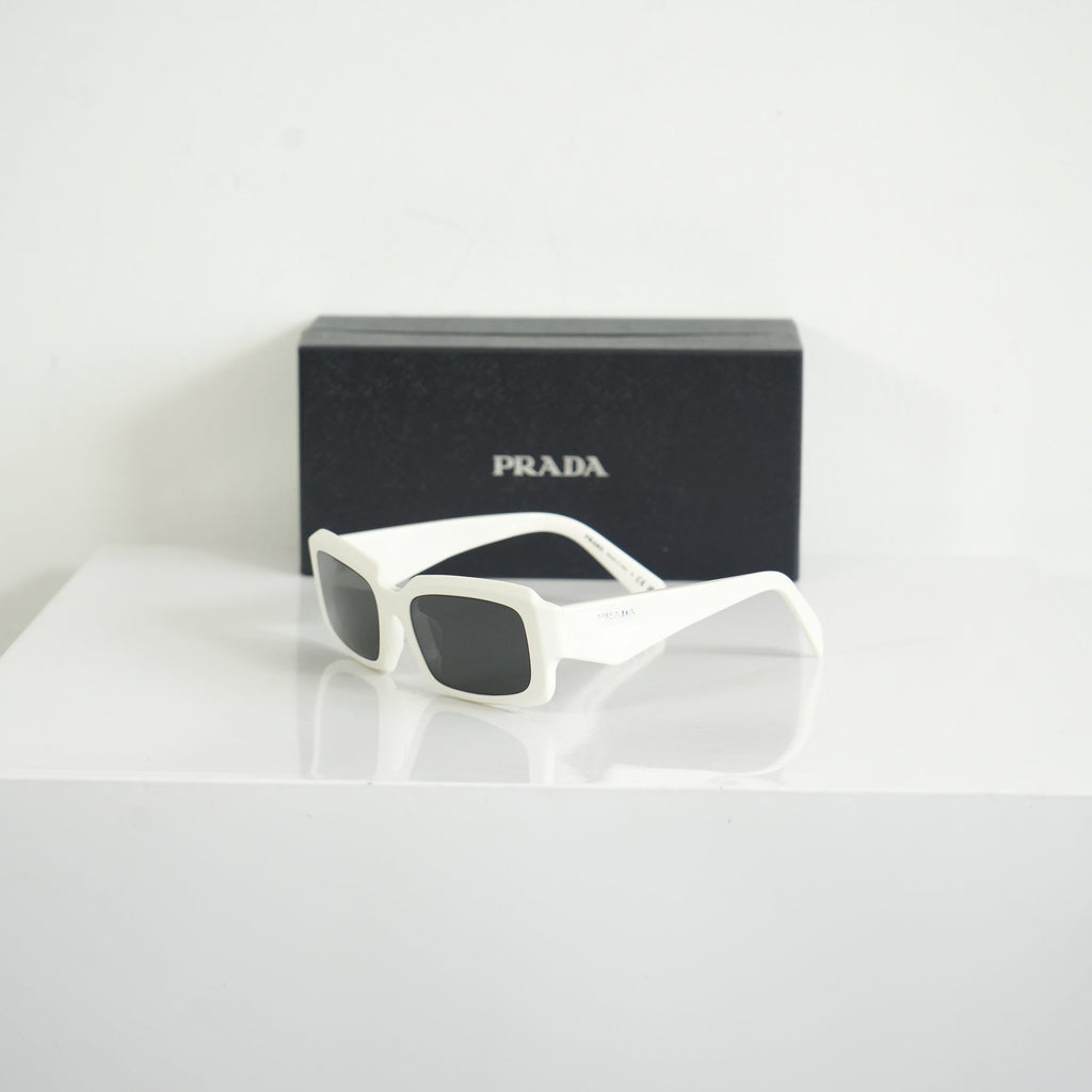Prada SPR 27Z-F Geometric White Sunglasses FULL SET