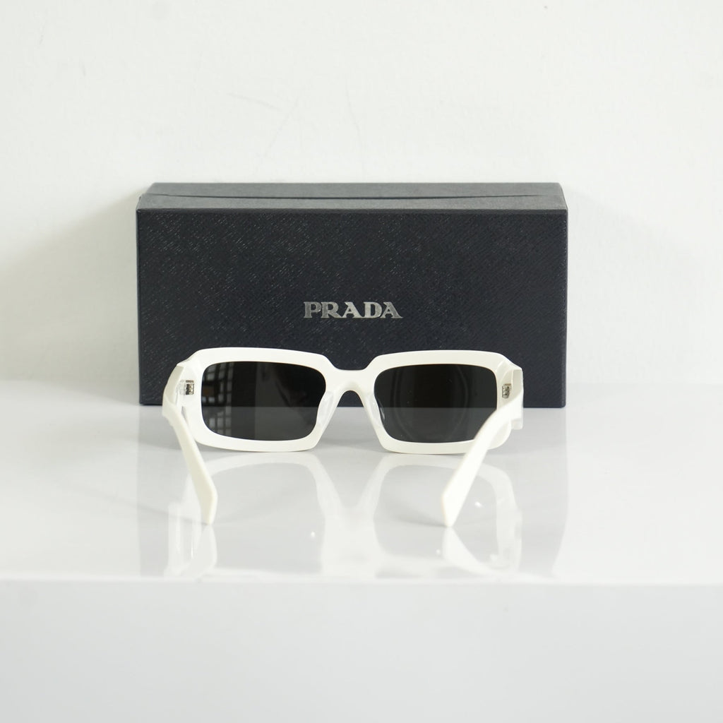 Prada SPR 27Z-F Geometric White Sunglasses FULL SET