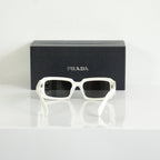 Prada SPR 27Z-F Geometric White Sunglasses FULL SET