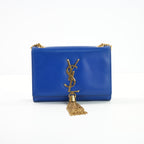 Saint Laurent Monogram Kate Tassel Crossbody Bag in Electric Blue Calfskin Leather