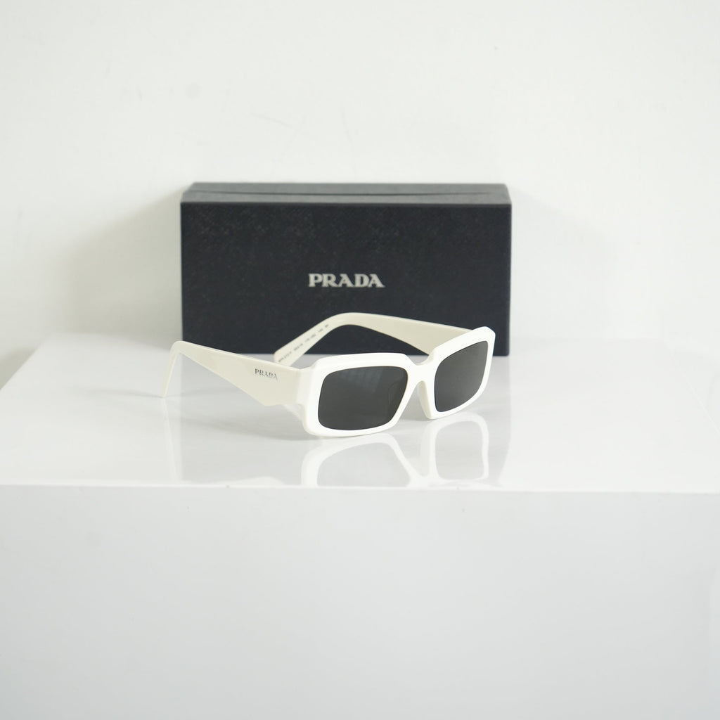 Prada SPR 27Z-F Geometric White Sunglasses FULL SET