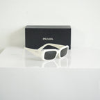 Prada SPR 27Z-F Geometric White Sunglasses FULL SET