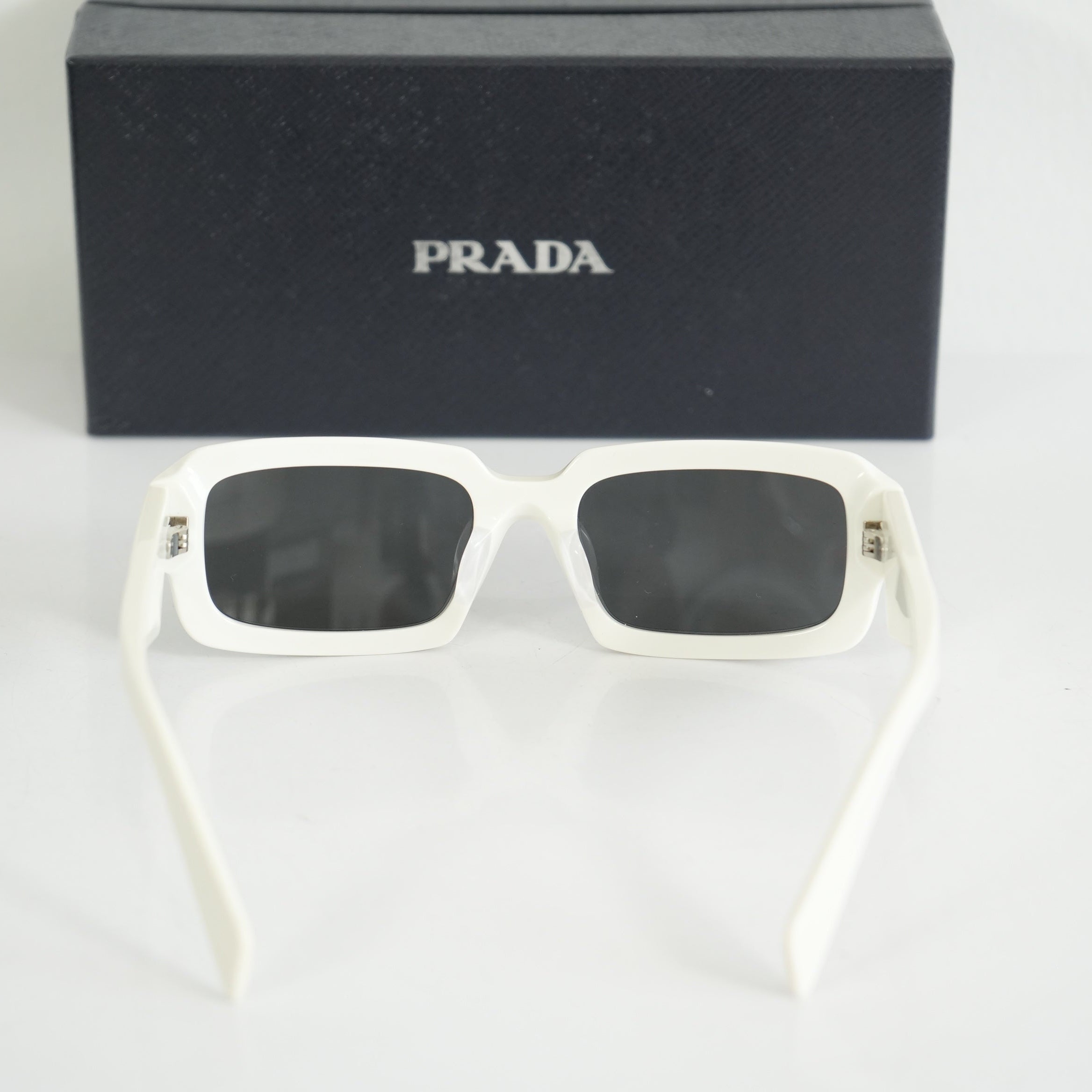 Prada SPR 27Z-F Geometric White Sunglasses FULL SET