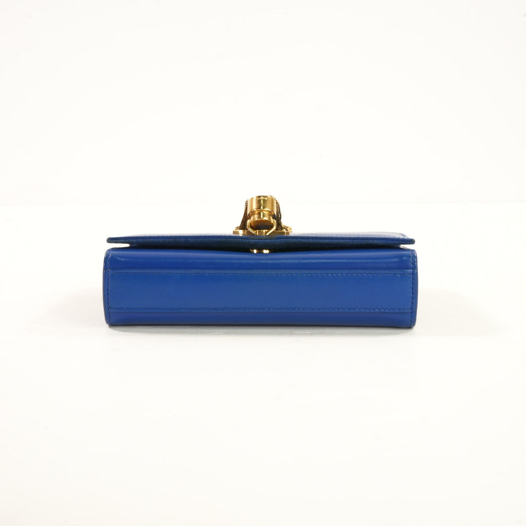 Saint Laurent Monogram Kate Tassel Crossbody Bag in Electric Blue Calfskin Leather
