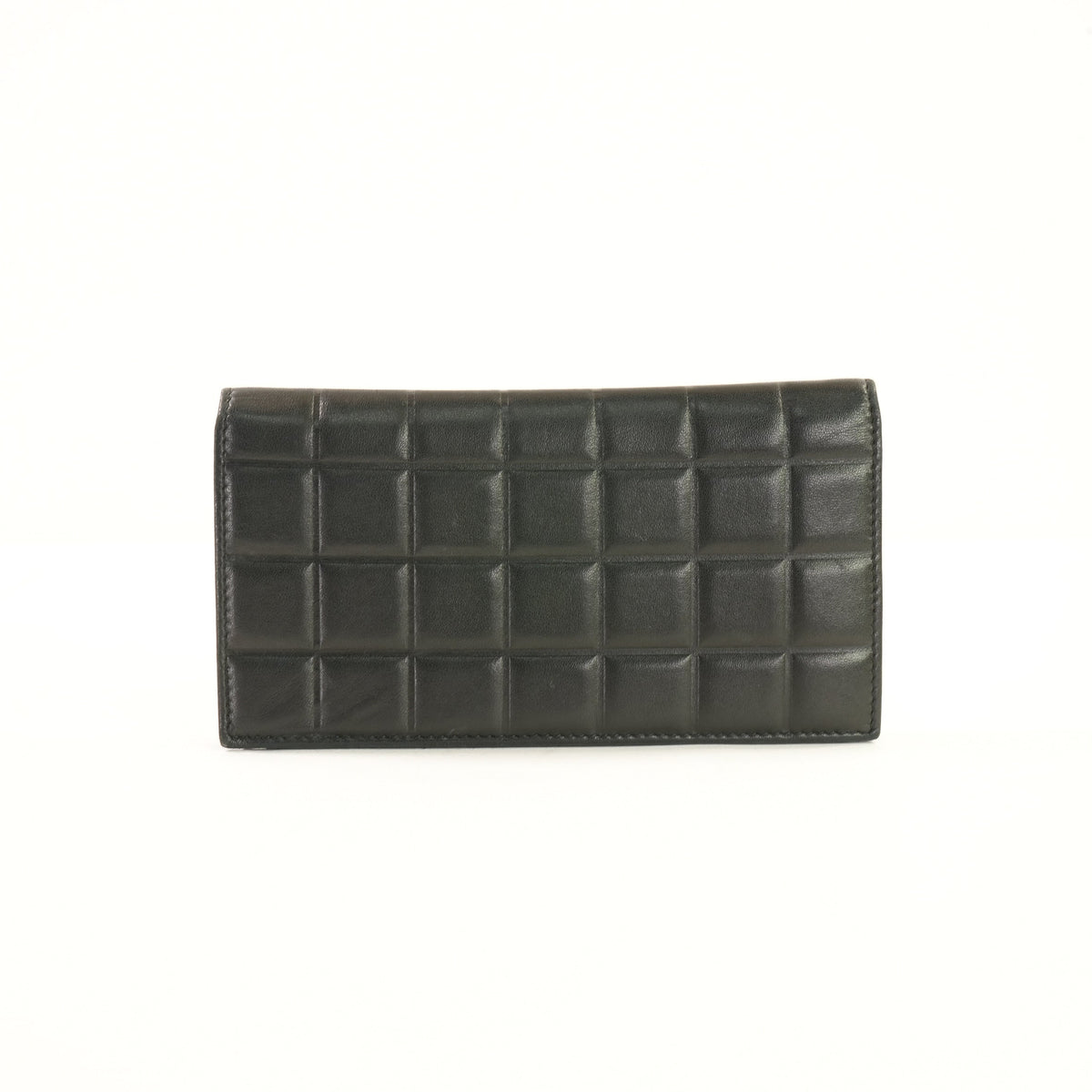 Chanel Black Lambskin Chocolate Bar (Choco Bar) Long Wallet (Box)