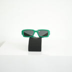 Prada SPR 27Z Bold Green Acetate Rectangle Sunglasses