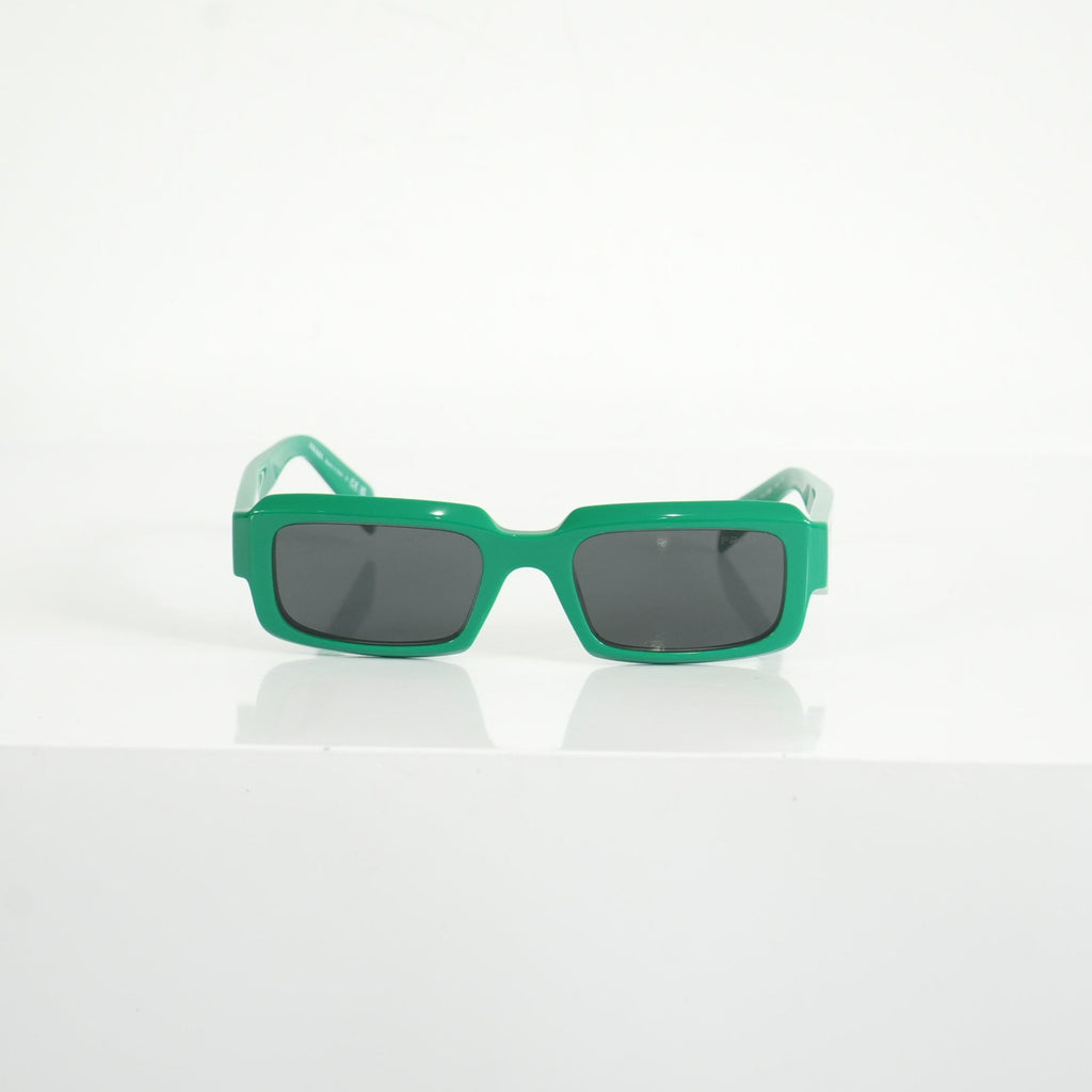 Prada SPR 27Z Bold Green Acetate Rectangle Sunglasses