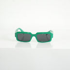Prada SPR 27Z Bold Green Acetate Rectangle Sunglasses