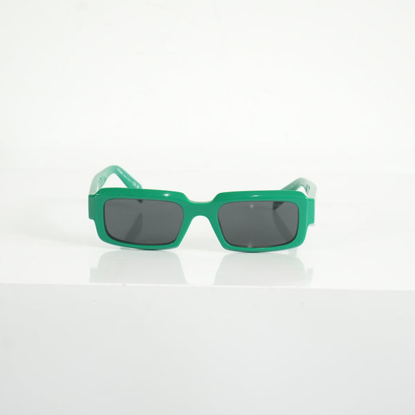 Prada SPR 27Z Bold Green Acetate Rectangle Sunglasses