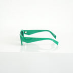 Prada SPR 27Z Bold Green Acetate Rectangle Sunglasses