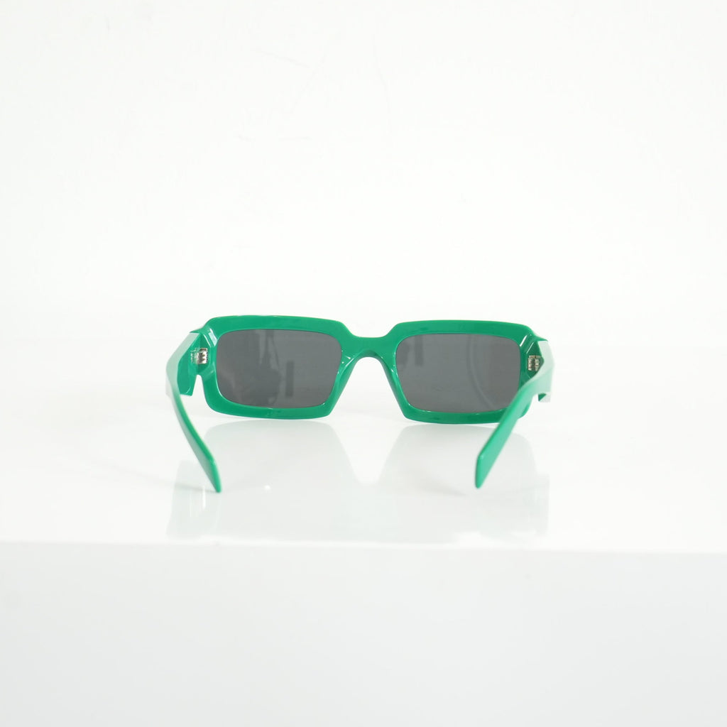 Prada SPR 27Z Bold Green Acetate Rectangle Sunglasses