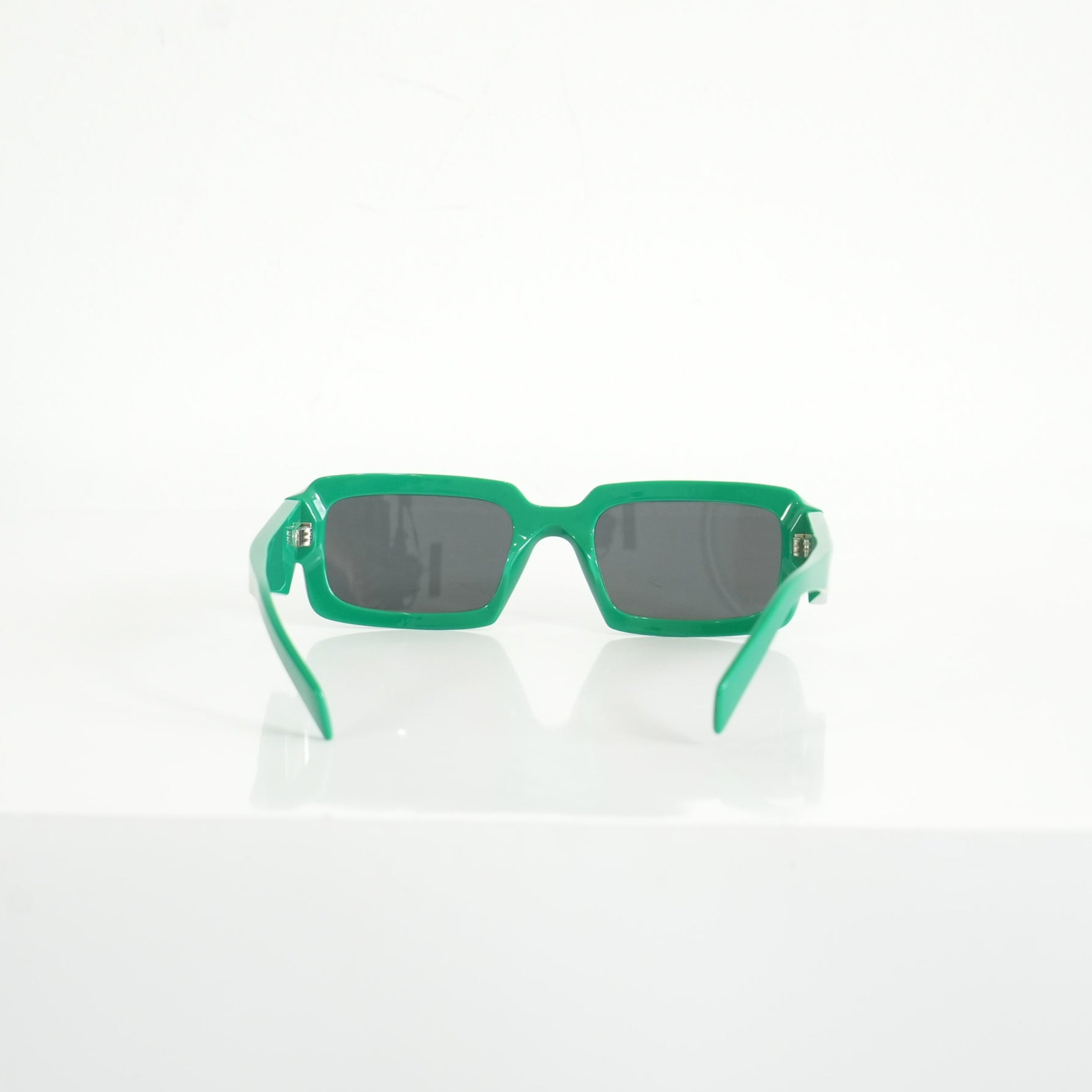Prada SPR 27Z Bold Green Acetate Rectangle Sunglasses