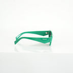 Prada SPR 27Z Bold Green Acetate Rectangle Sunglasses
