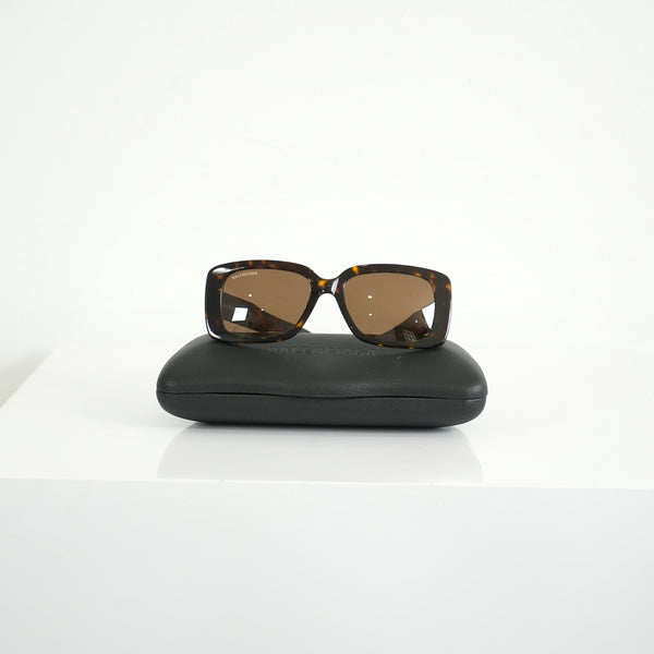 Balenciaga Havana Brown Acetate Square Sunglasses
