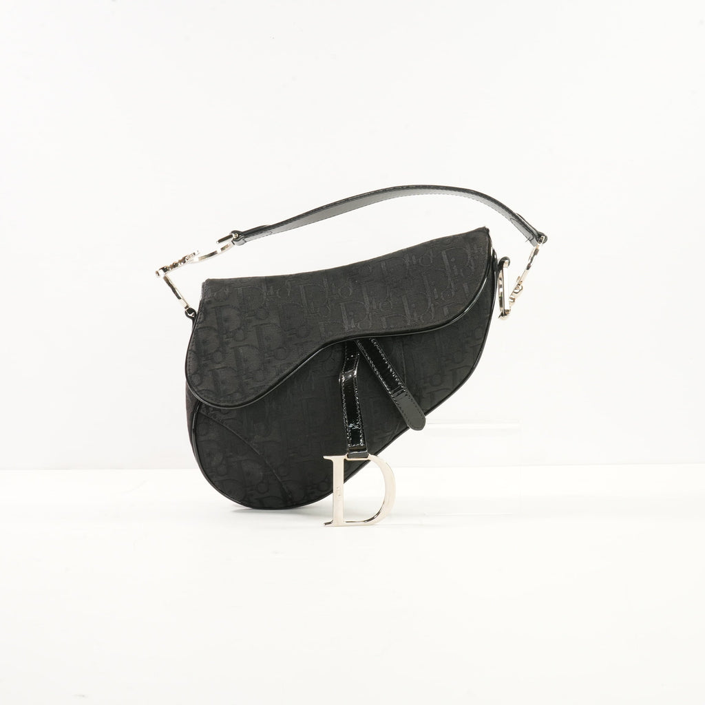 Christian Dior Monogram Black Diorissimo Canvas Saddle Bag (dust bag)