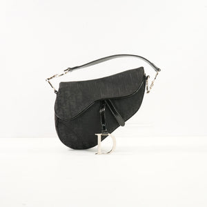 Christian Dior Monogram Black Diorissimo Canvas Saddle Bag (dust bag)