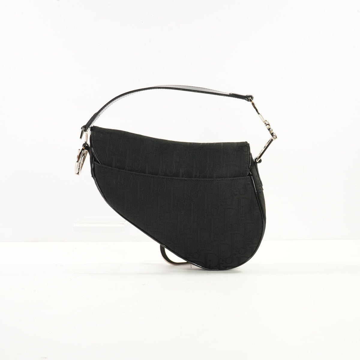Christian Dior Monogram Black Diorissimo Canvas Saddle Bag (dust bag)