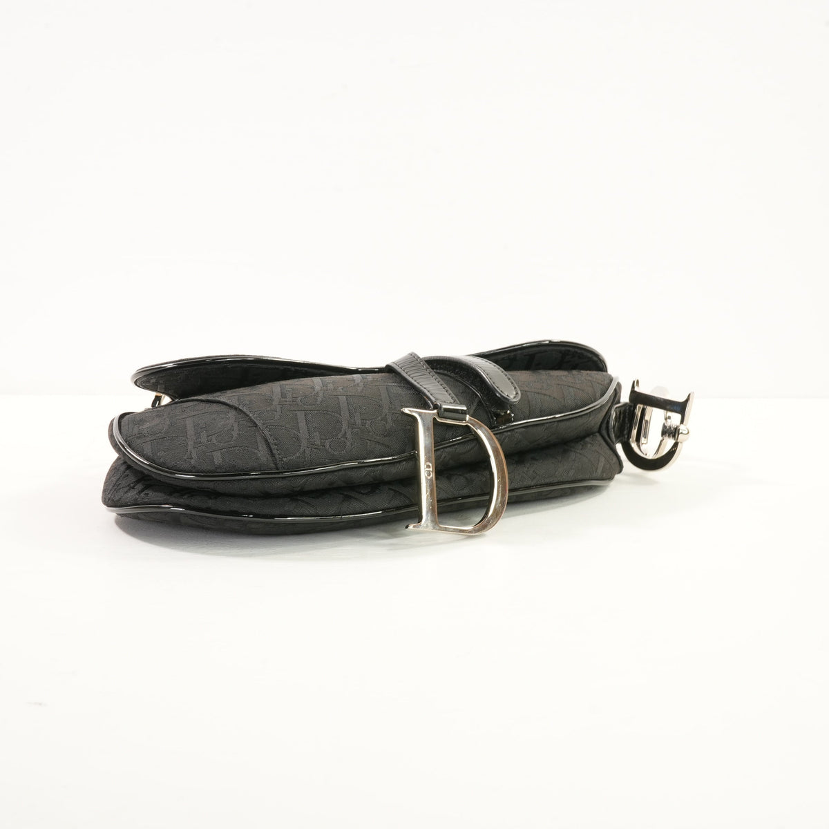 Christian Dior Monogram Black Diorissimo Canvas Saddle Bag (dust bag)