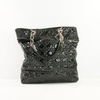 Christian Dior Black Patent Cannage Lady Dior Soft Shopping Tote Bag w/ Silver Hardware