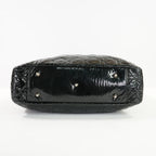 Christian Dior Black Patent Cannage Lady Dior Soft Shopping Tote Bag w/ Silver Hardware
