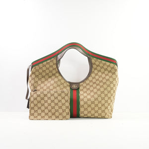 Gucci Brown And Beige GG Canvas Giglio Large Tote Bag Full Set