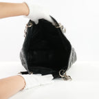 Christian Dior Black Patent Cannage Lady Dior Soft Shopping Tote Bag w/ Silver Hardware