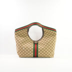 Gucci Brown And Beige GG Canvas Giglio Large Tote Bag Full Set