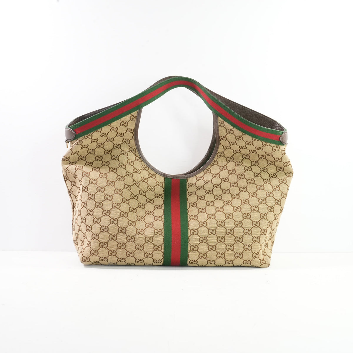 Gucci Brown And Beige GG Canvas Giglio Large Tote Bag Full Set