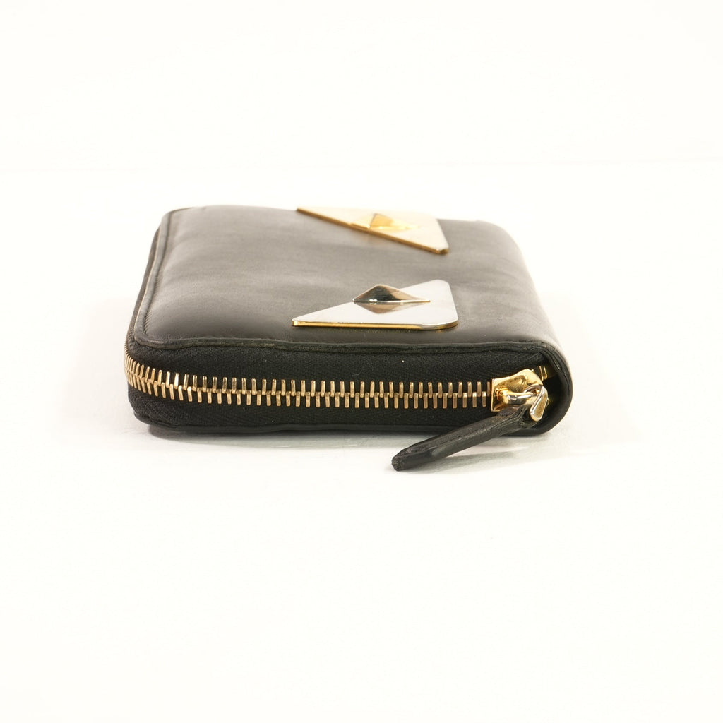 Fendi Monster (Bag Bugs) Around-Zip Long Wallet in Black Leather (Box)