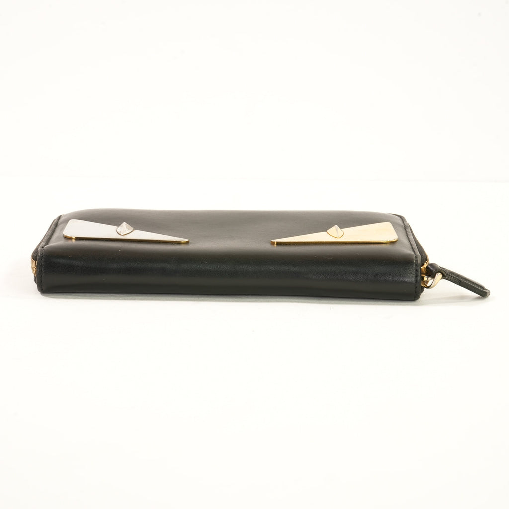 Fendi Monster (Bag Bugs) Around-Zip Long Wallet in Black Leather (Box)