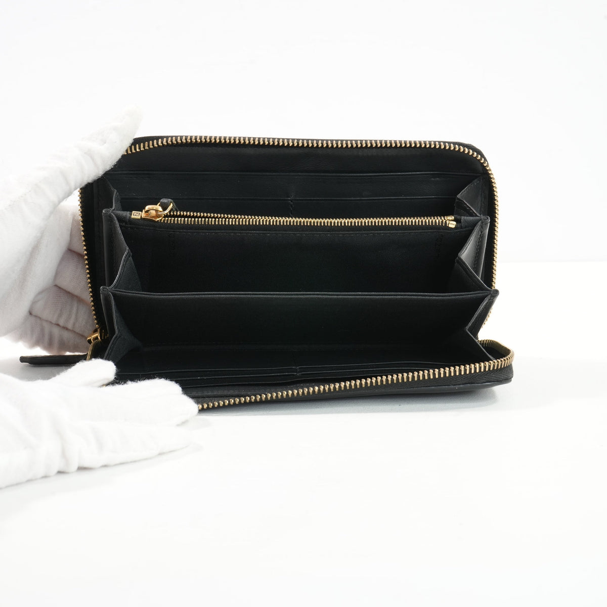 Fendi Monster (Bag Bugs) Around-Zip Long Wallet in Black Leather (Box)