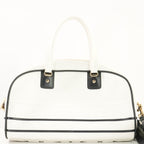 Christian Dior Vibe Bowling Bag in White & Black Leather