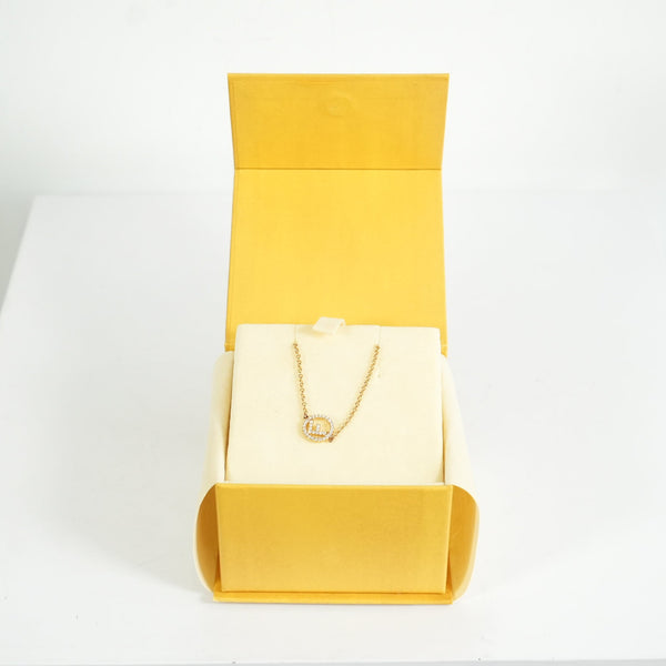 Fendi "F" is Fendi Crystal Gold-Tone Bracelet w/ box
