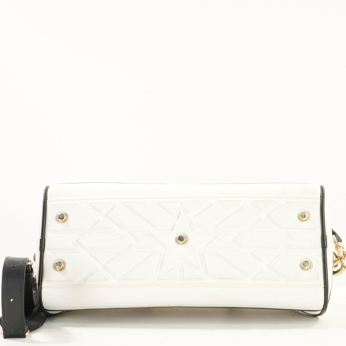 Christian Dior Vibe Bowling Bag in White & Black Leather