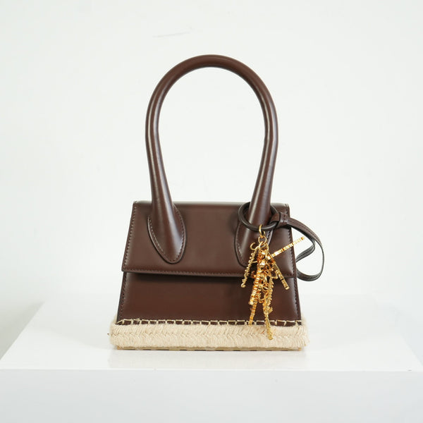 Jacquemus Brown Leather Le Chiquitol Moyen Cordao Top Handle