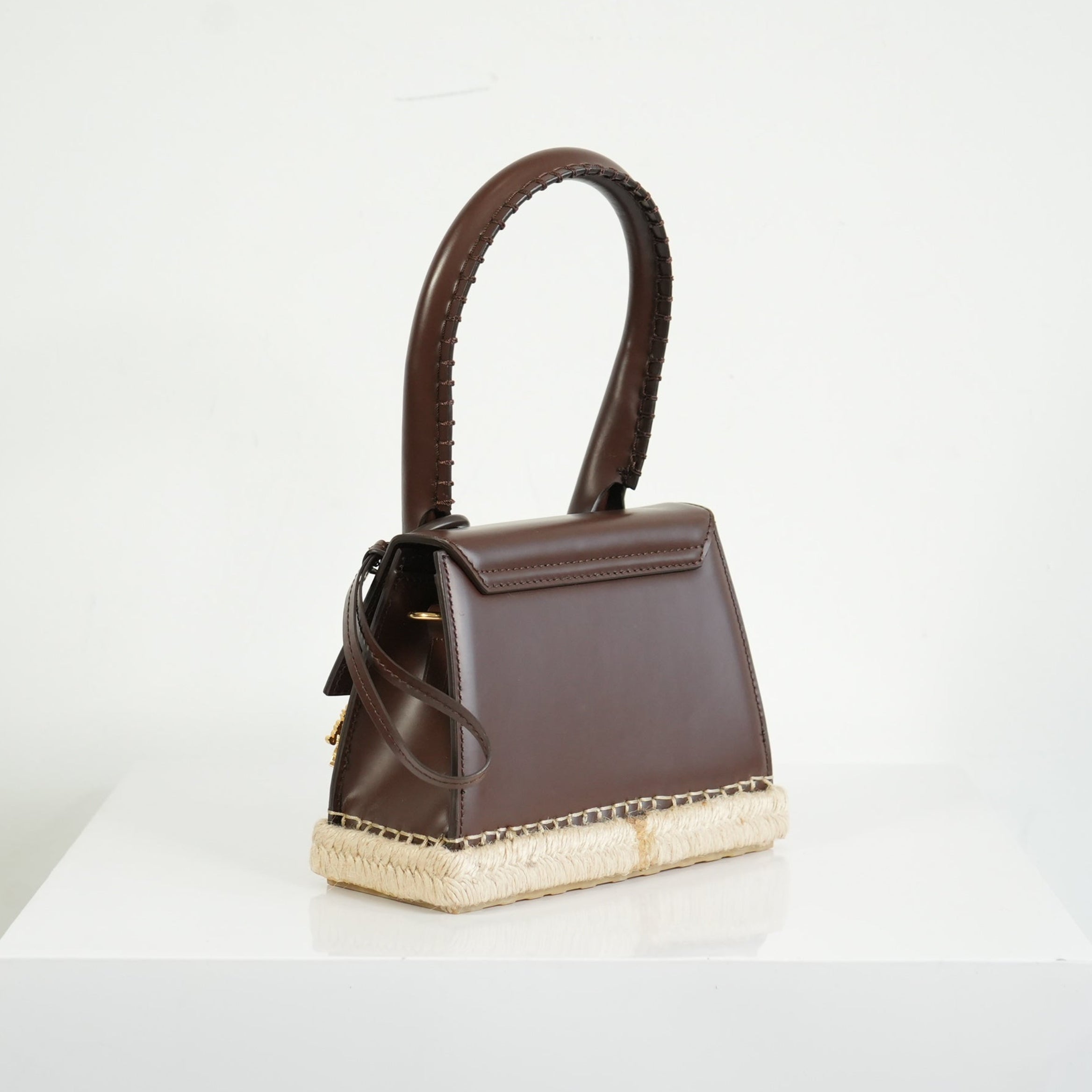 Jacquemus Brown Leather Le Chiquitol Moyen Cordao Top Handle