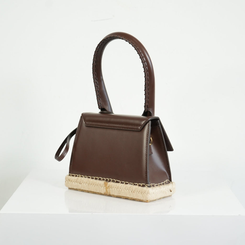Jacquemus Brown Leather Le Chiquitol Moyen Cordao Top Handle