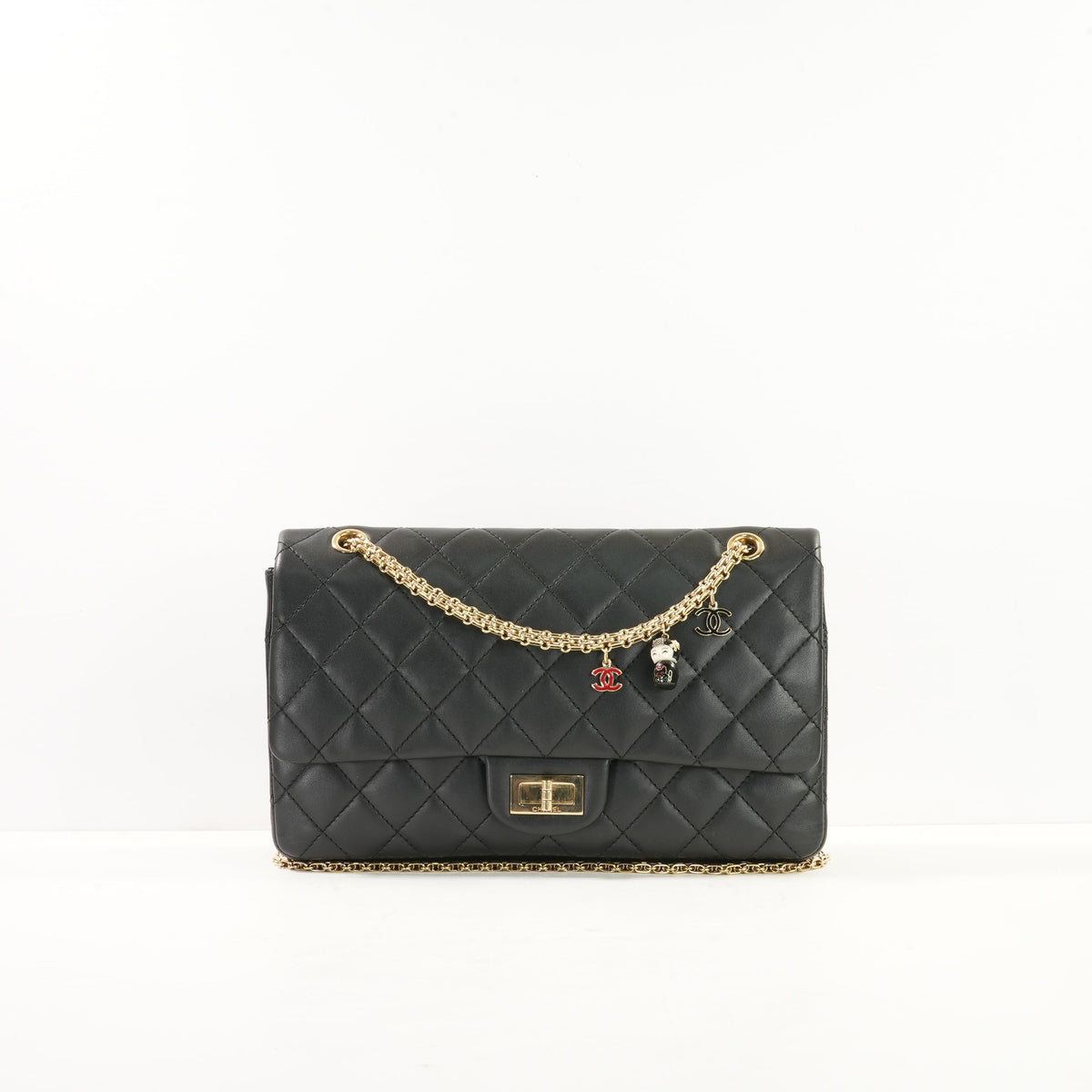 Chanel 2010 "Paris Shanghai" Metiers d'Art China Doll 2.55 Reissue Flap Bag in Black Lambskin