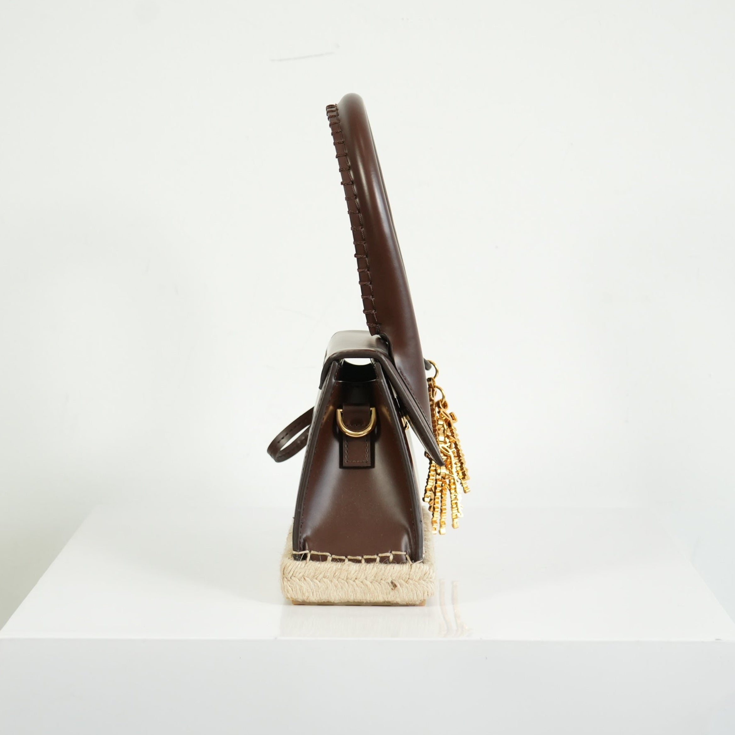 Jacquemus Brown Leather Le Chiquitol Moyen Cordao Top Handle