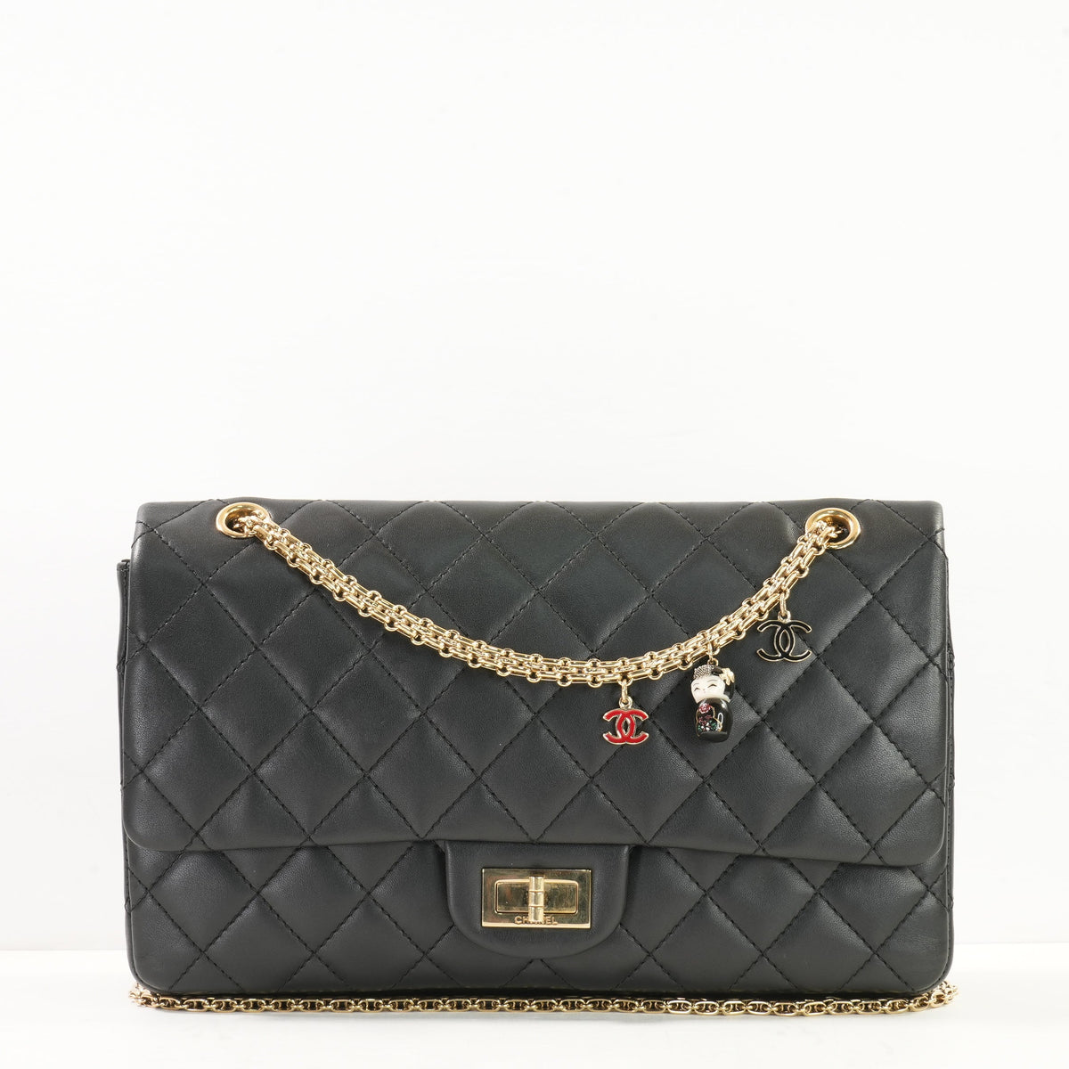 Chanel 2010 "Paris Shanghai" Metiers d'Art China Doll 2.55 Reissue Flap Bag in Black Lambskin