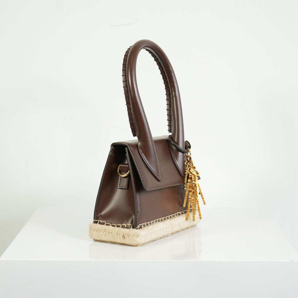 Jacquemus Brown Leather Le Chiquitol Moyen Cordao Top Handle