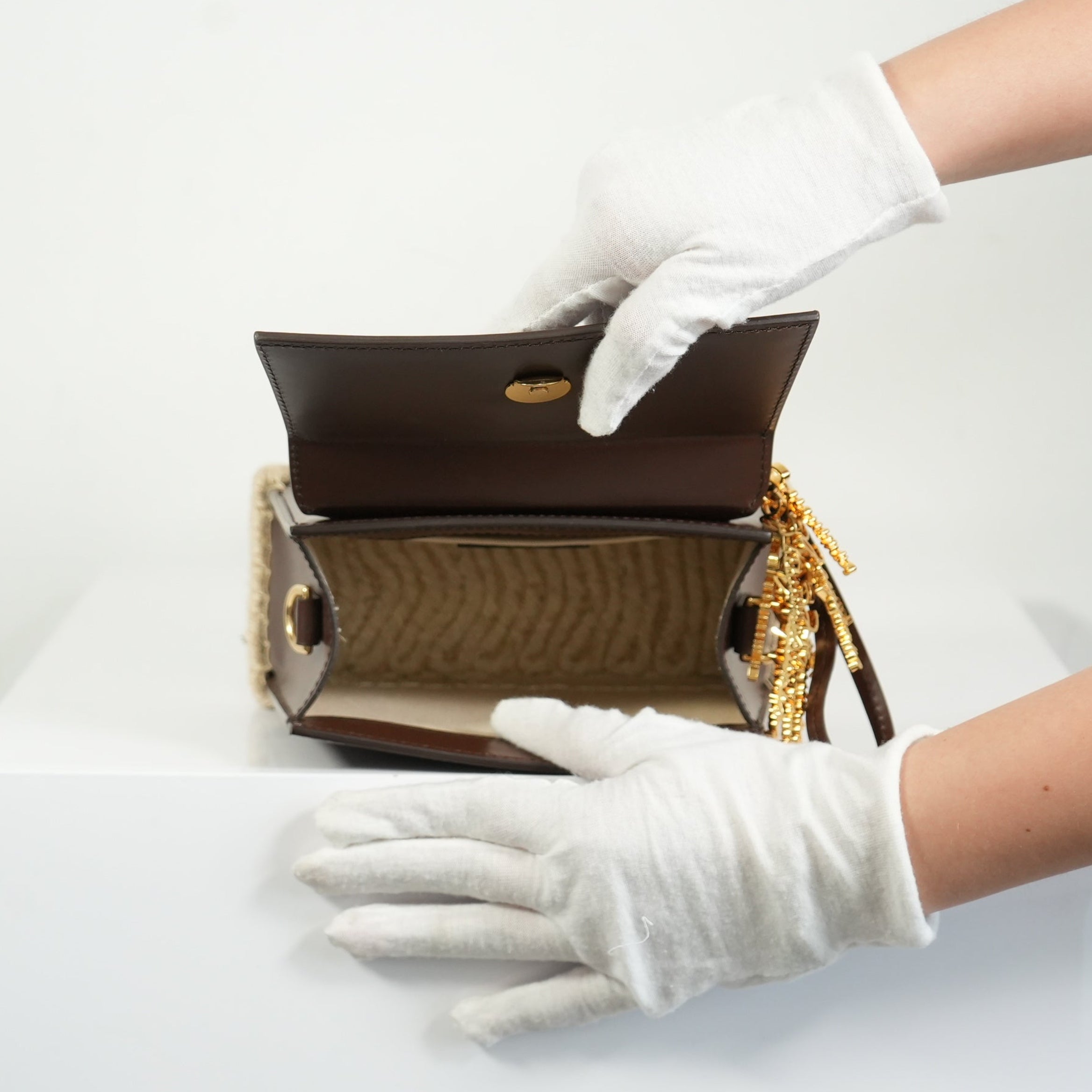 Jacquemus Brown Leather Le Chiquitol Moyen Cordao Top Handle