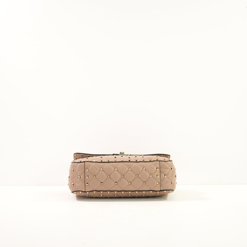 Valentino Garavani Rockstud Spike Shoulder Bag in Biege Spiked Leather