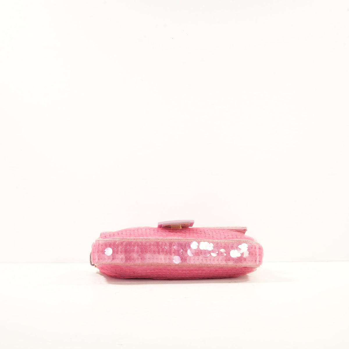 Fendi Pink Sequin Baguette in Pink Iridescent Sequins w/ Snakeskin Trim