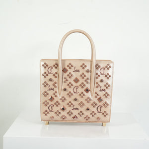Christian Louboutin Paloa Mini Studded Leather Tote Bag in the Leche Colorway