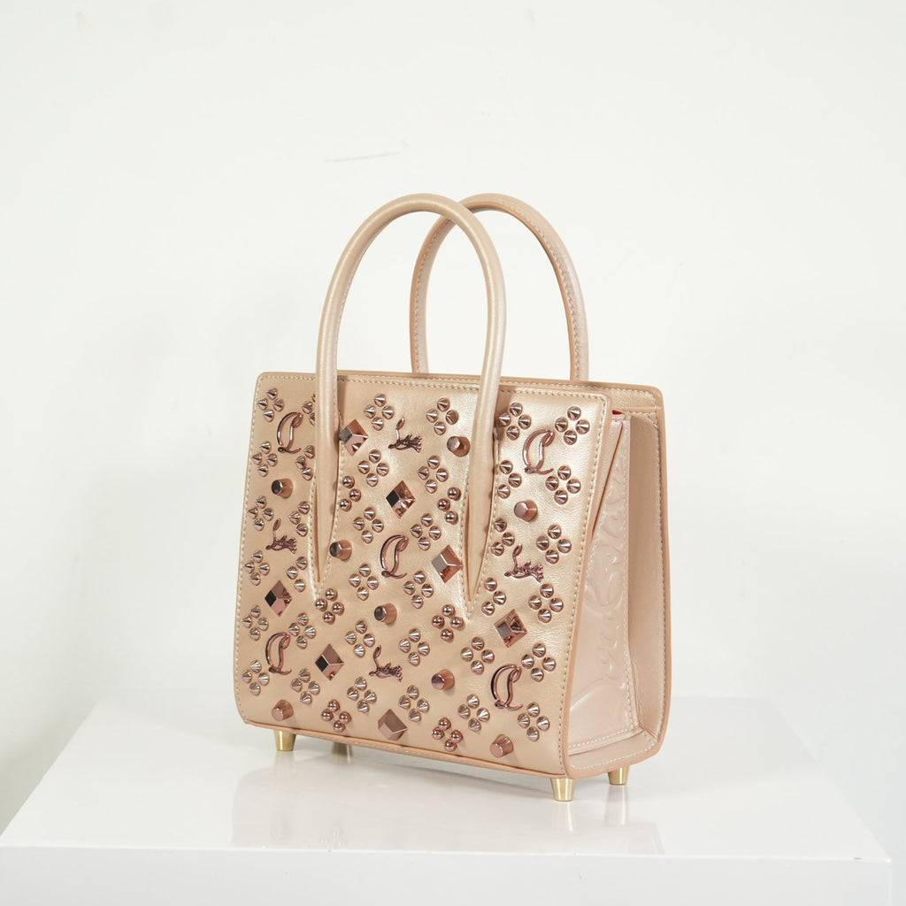 Christian Louboutin Paloa Mini Studded Leather Tote Bag in the Leche Colorway