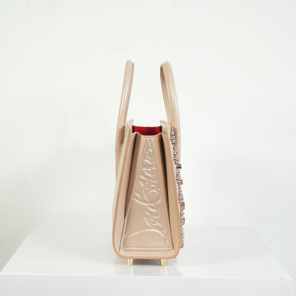Christian Louboutin Paloa Mini Studded Leather Tote Bag in the Leche Colorway