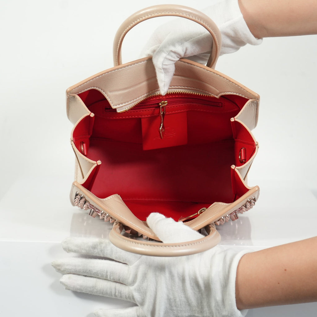 Christian Louboutin Paloa Mini Studded Leather Tote Bag in the Leche Colorway