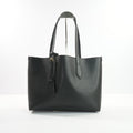 Burberry Black Grainy Calfskin Haymarket Check Reversible Tote