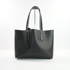 Burberry Black Grainy Calfskin Haymarket Check Reversible Tote